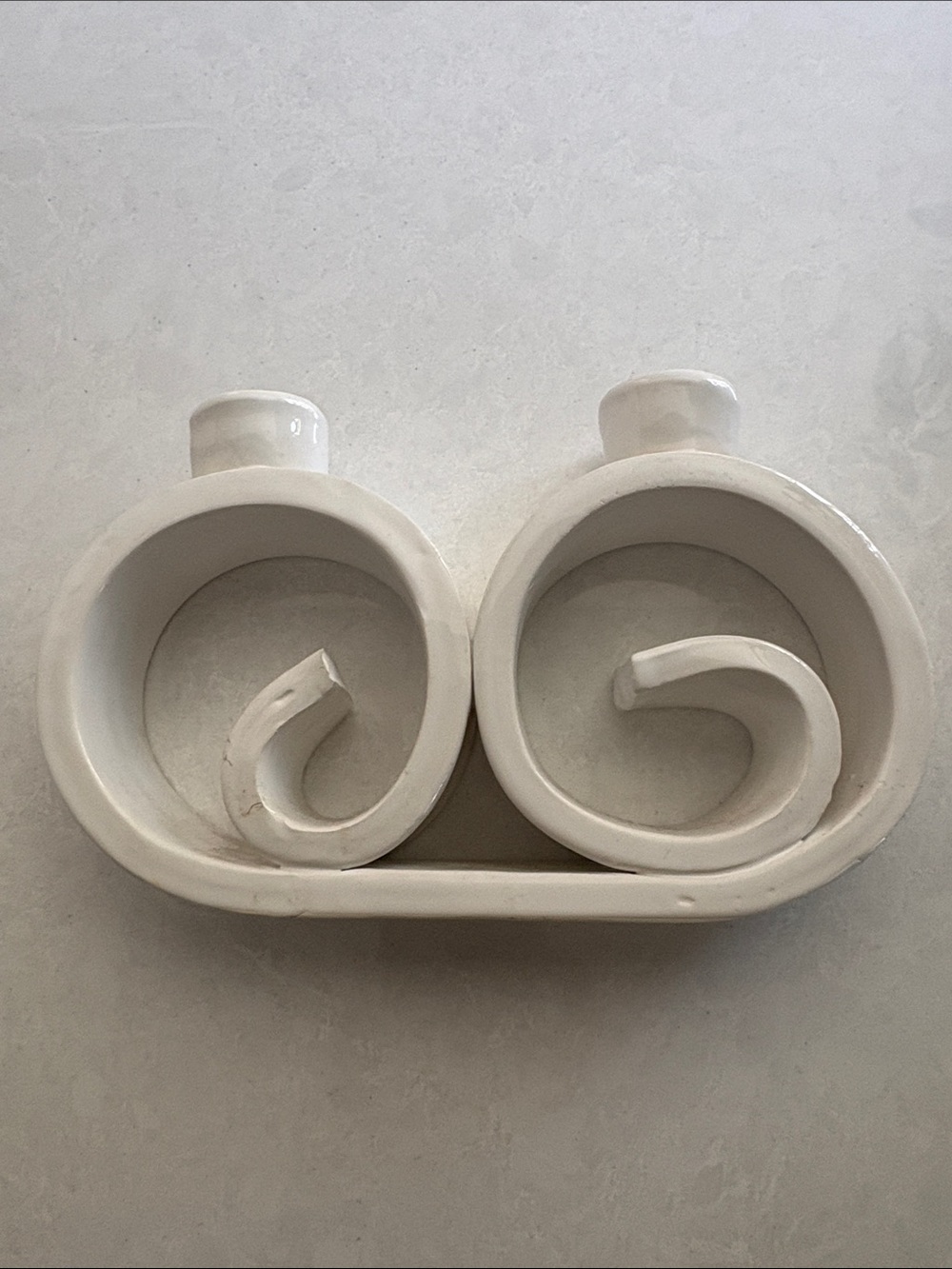 Paola Navone White Ceramic Double Spiral candle holder, NWT